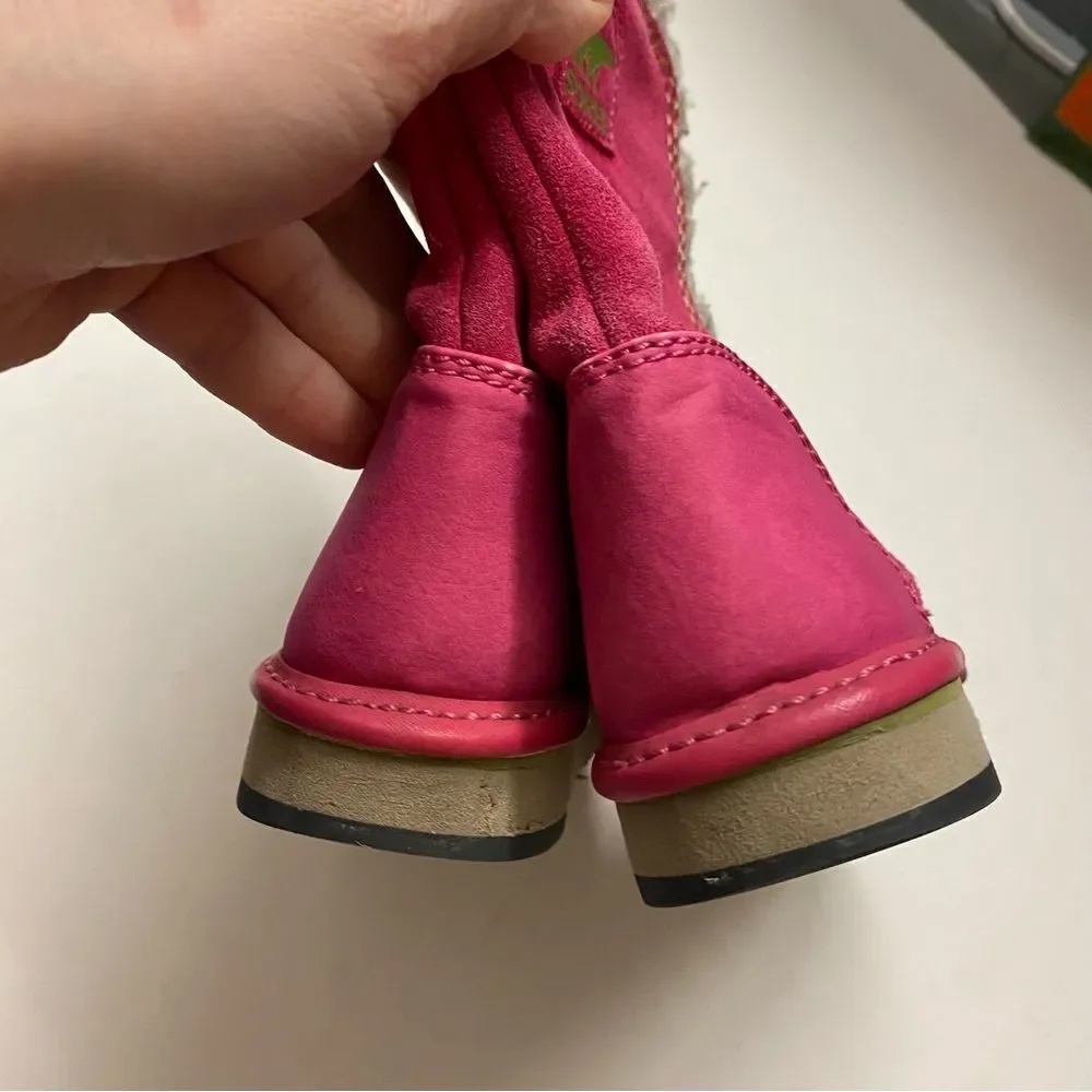 Sorel girls hot pink suede pull on tall Campus Snow winter Boots kids 12